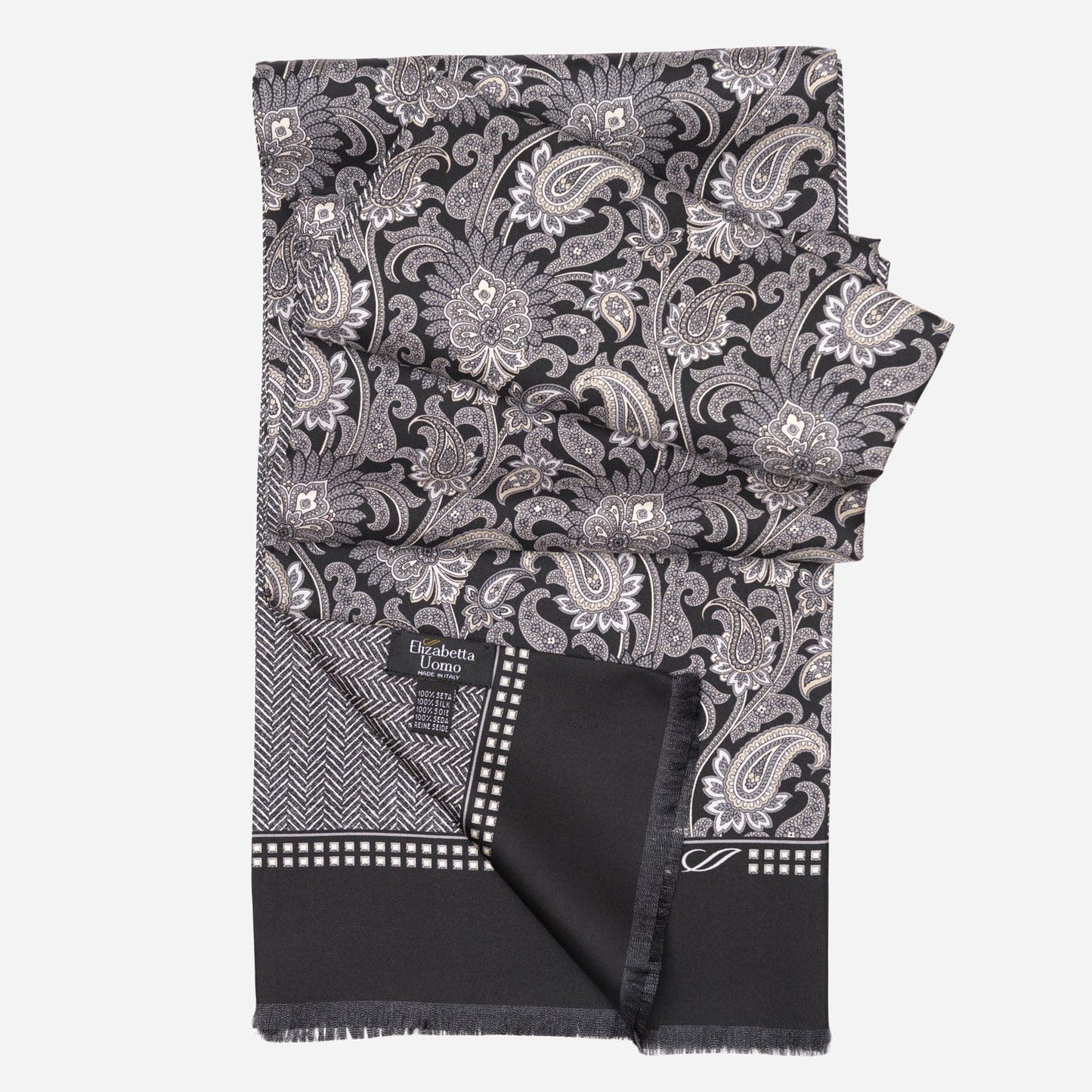Pasquino - Reversible Silk Scarf - Black - Solstik