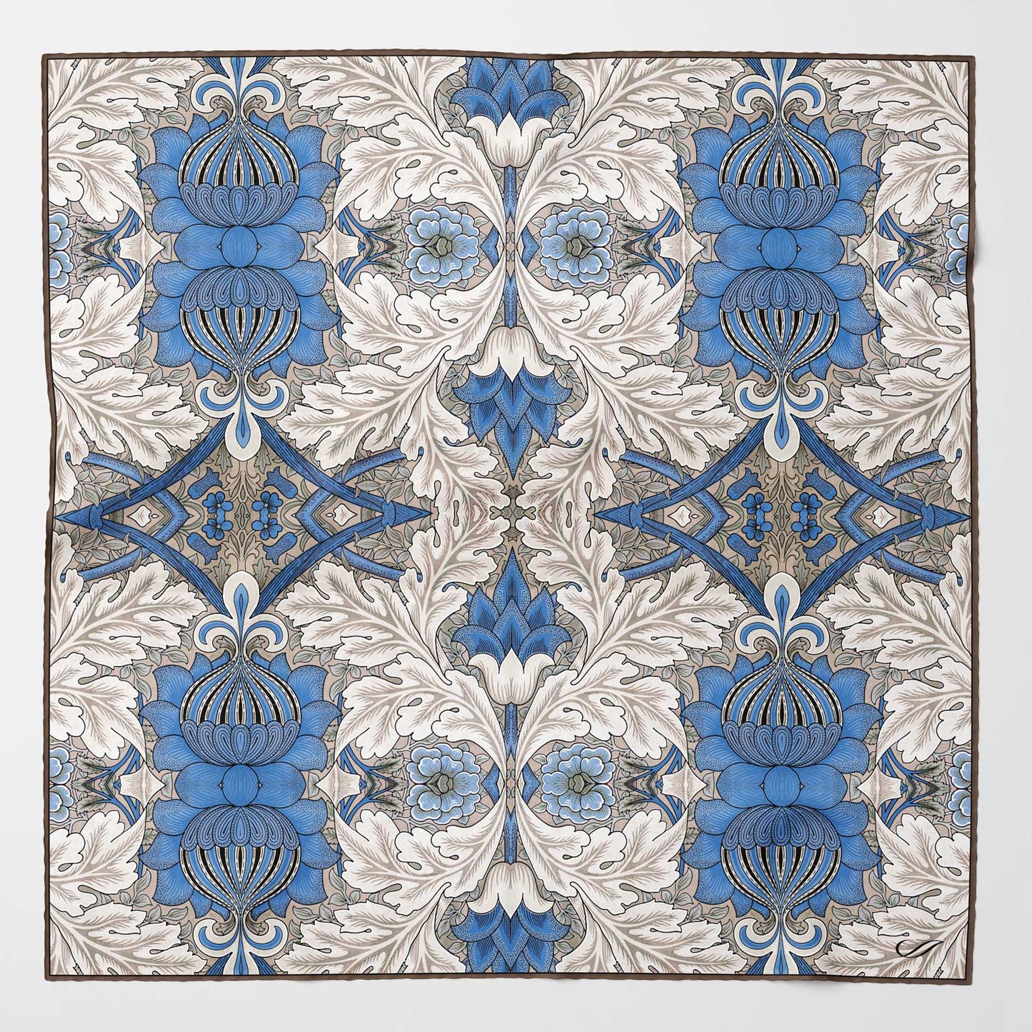 St. James - Silk Neckerchief - Blue and Tan - Solstik