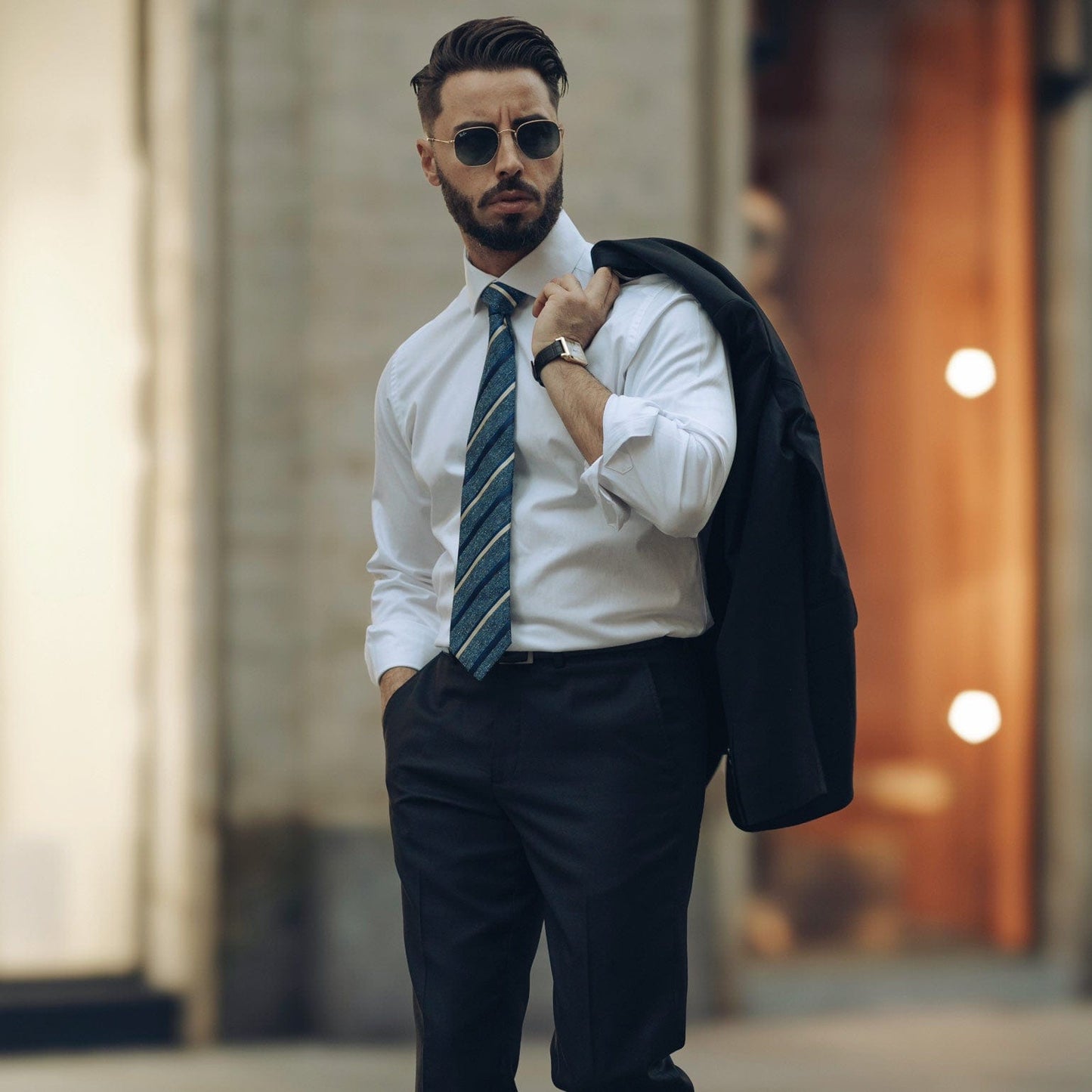 Velletri - Silk Jacquard Tie - Blue - Solstik