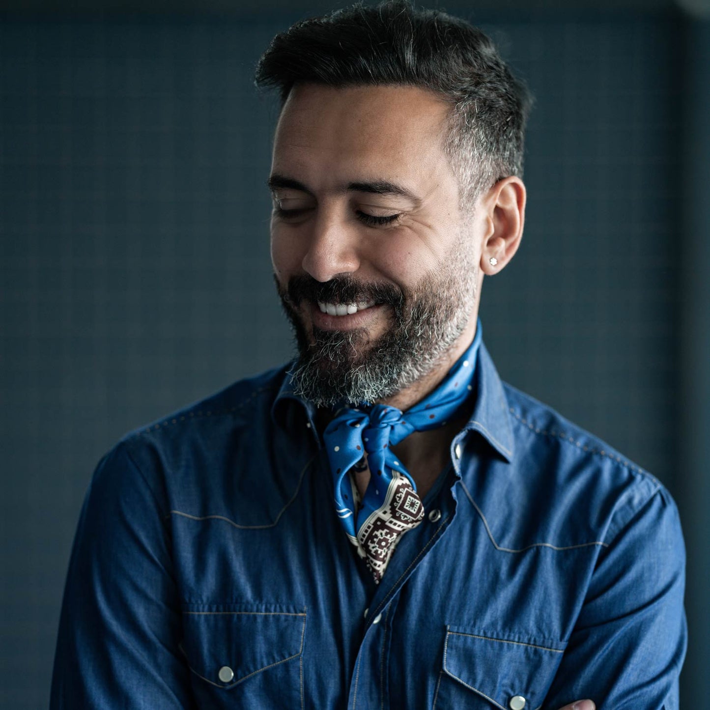 Bergamo - Silk Neckerchief - Blue - Solstik