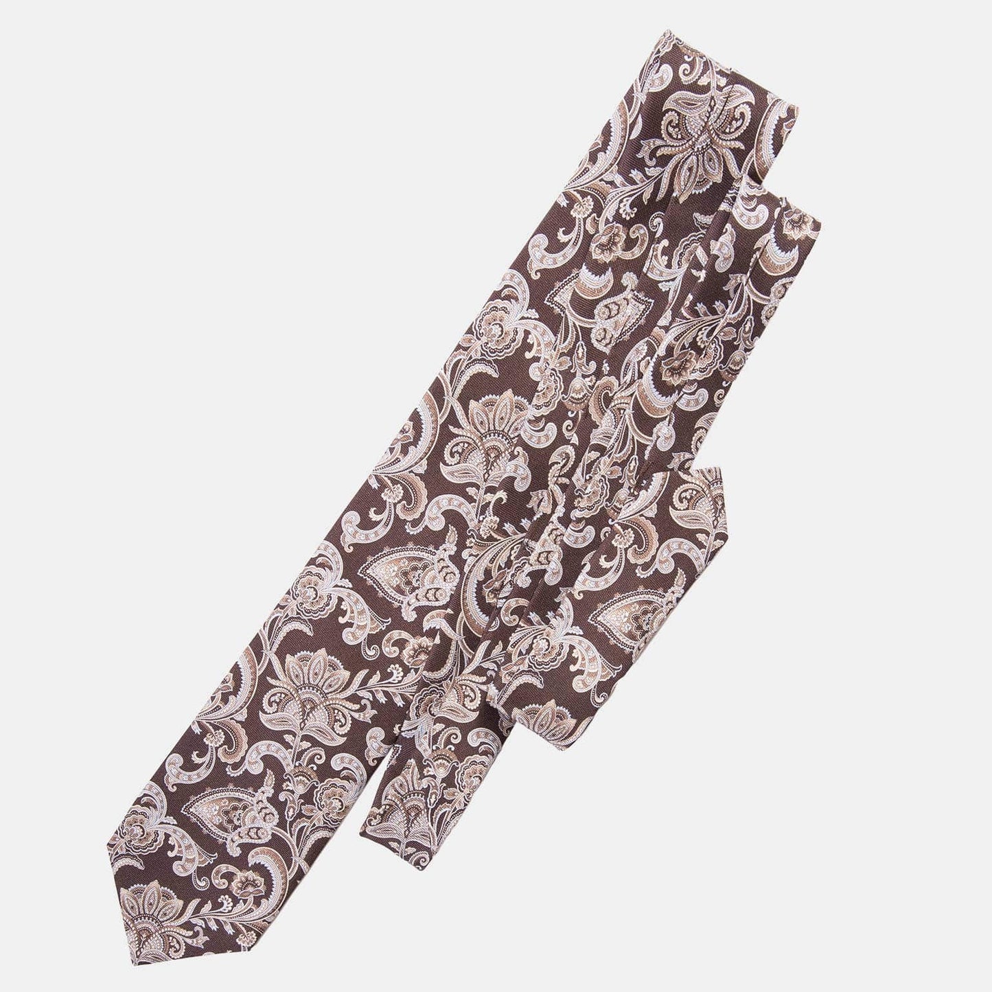 Novara - Printed Silk Tie - Brown - Solstik