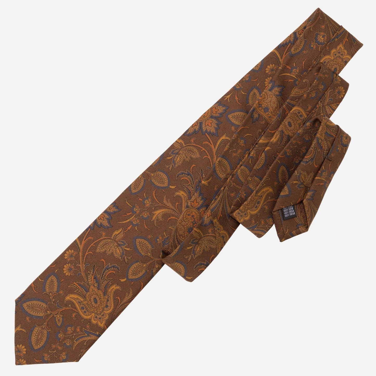 Borromeo - Printed Madder Silk Tie - Pecan Brown - Solstik