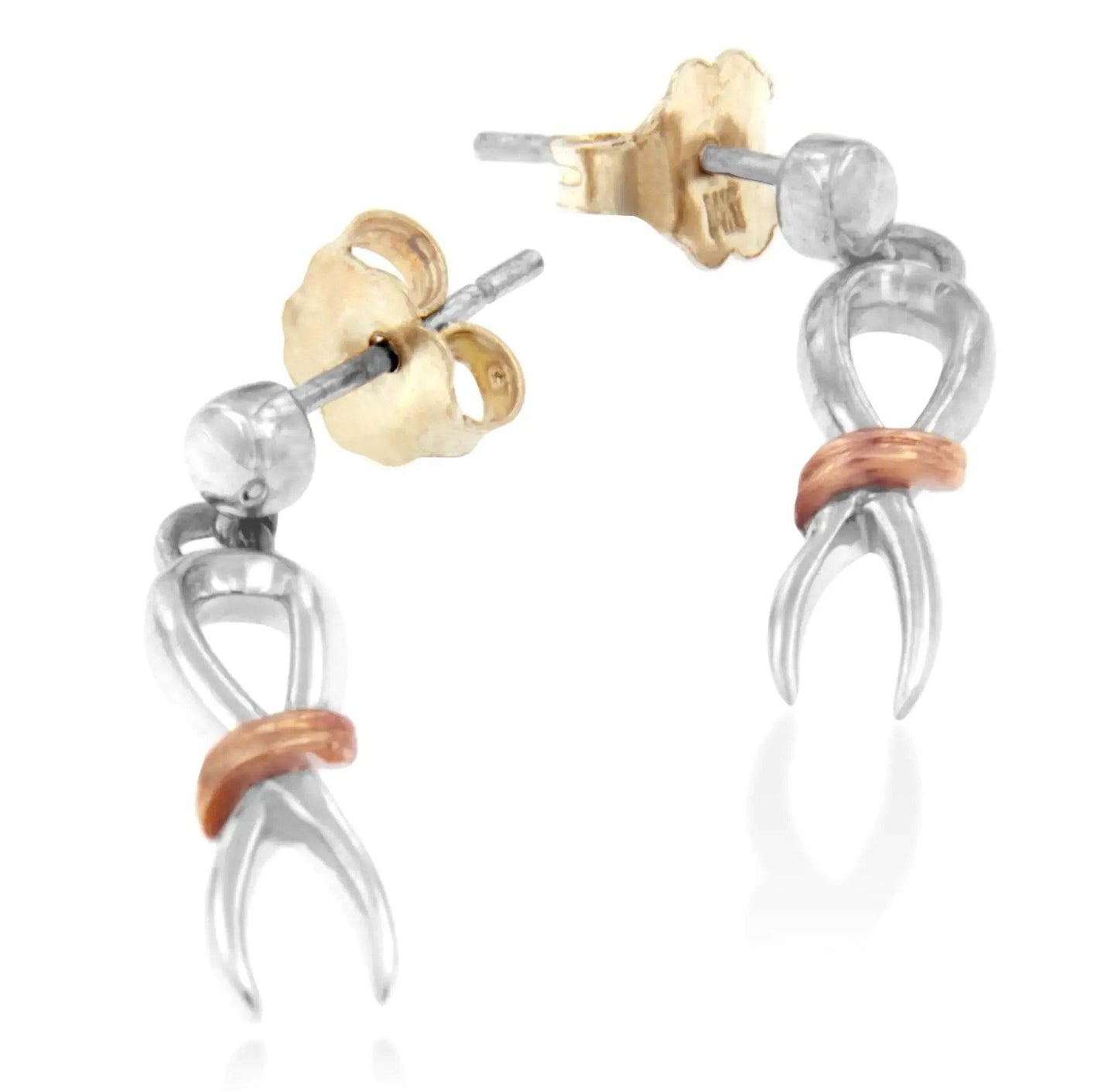 Dual-Tone Sterling Silver Ribbon Earrings - Solstik
