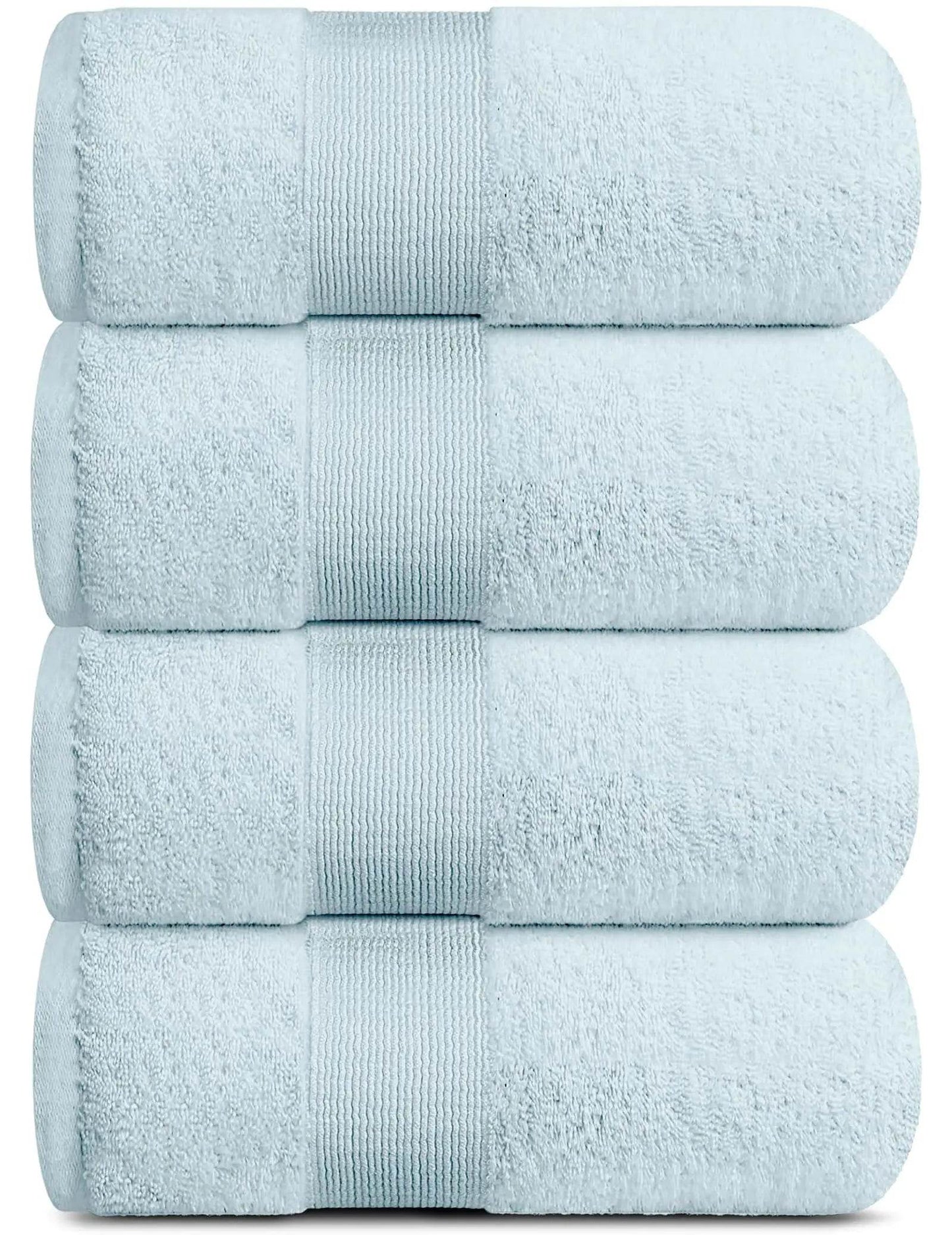 4 Pack Resort Collection Soft Bath Towel 28x55 in Luxury Plush Cotton Light Blue - Solstik