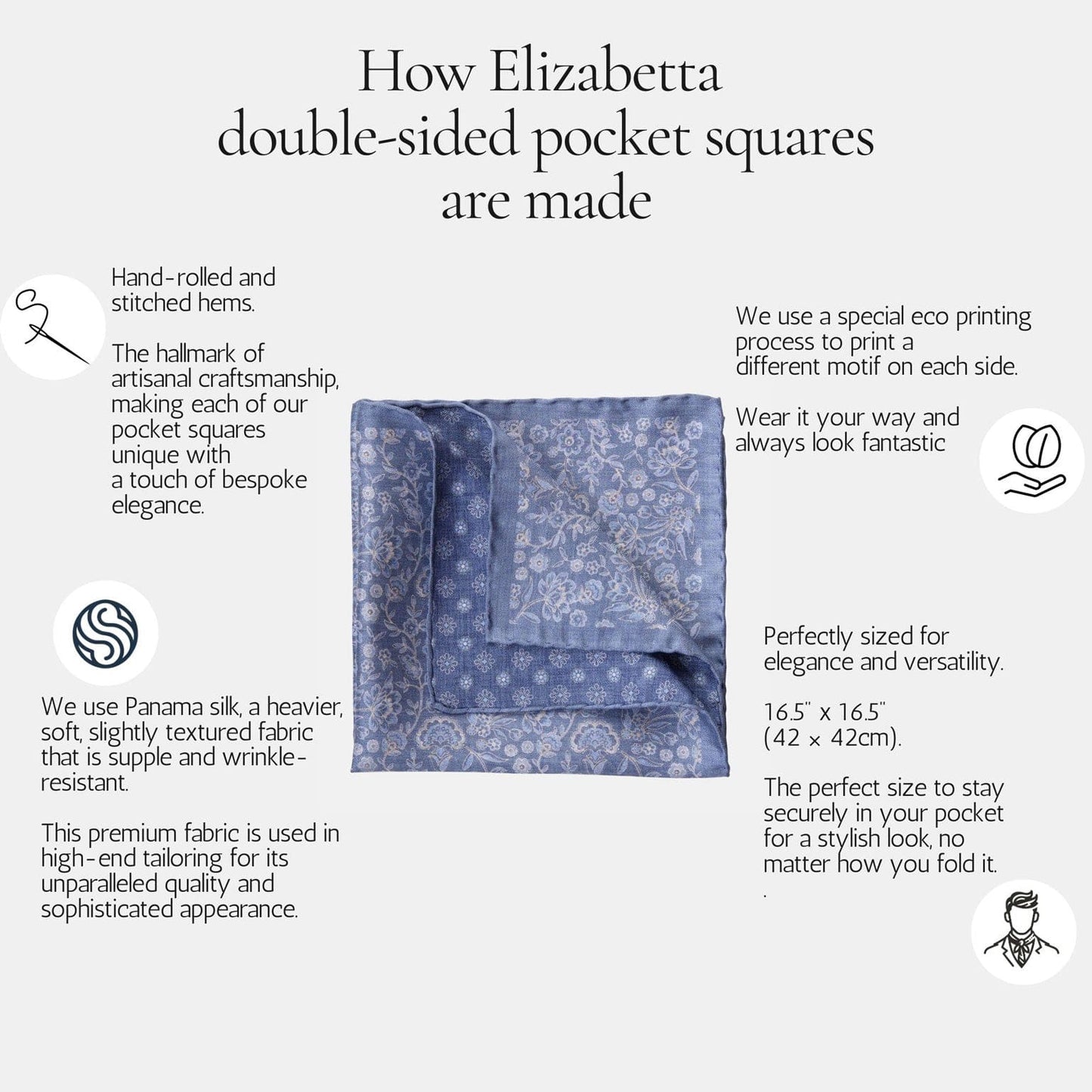 Pascal - Double Sided Silk Pocket Square - Blush - Solstik