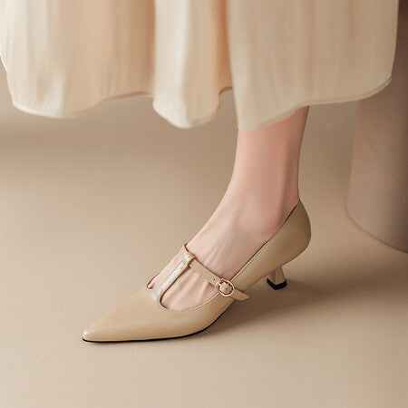 New Spring And Autumn Authentic Leather Square Toe Women's Shoes