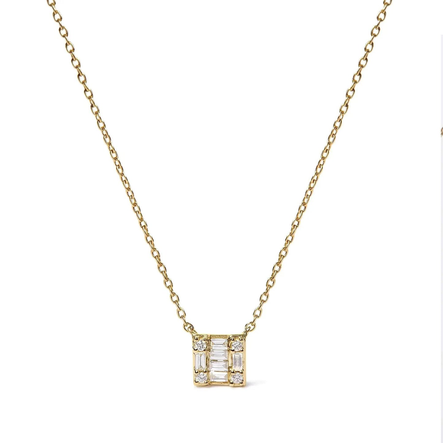 10K Yellow Gold Diamond Mosaic Pendant Necklace - Solstik
