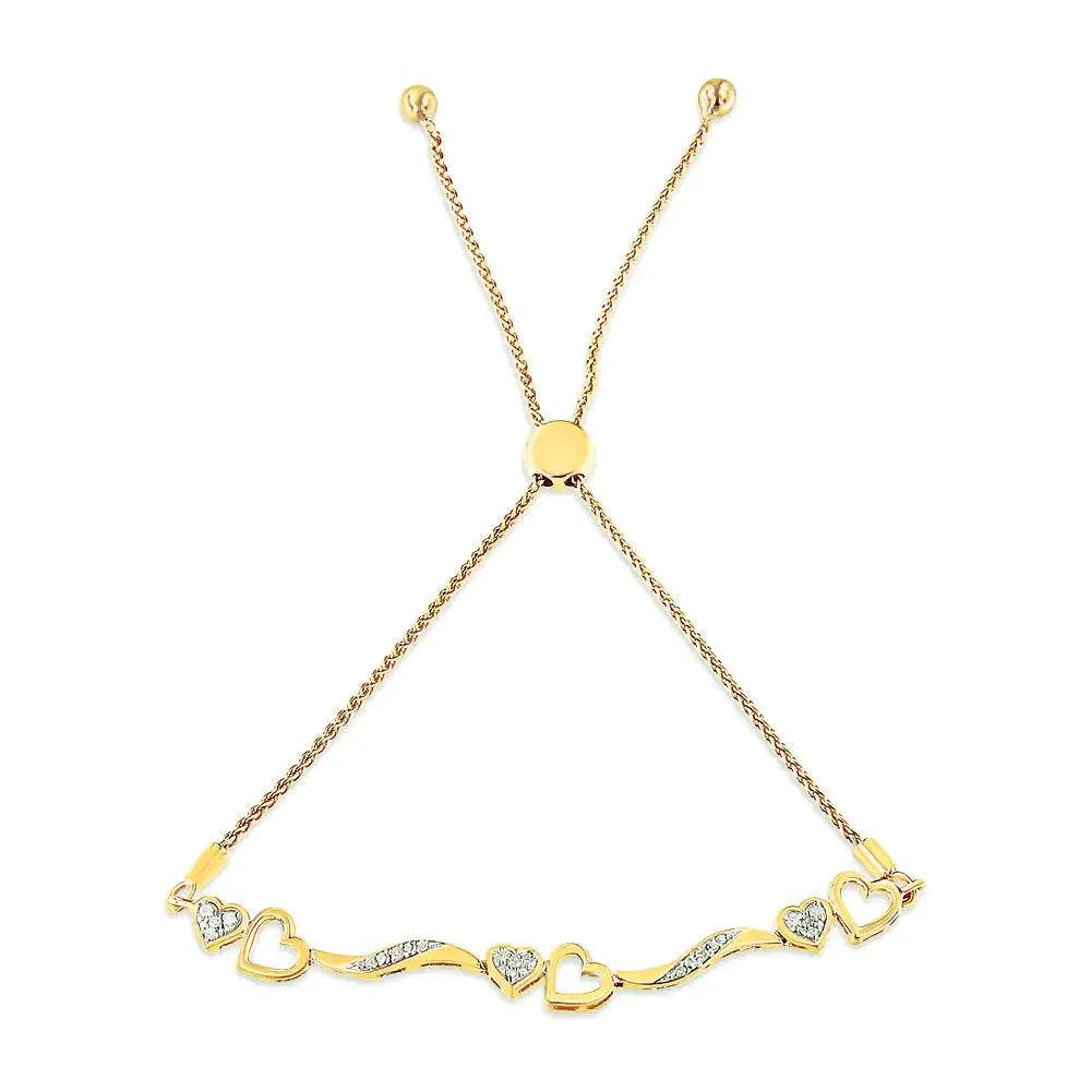 14K Gold Plated Silver Diamond Infinity Heart Bolo Bracelet - Solstik