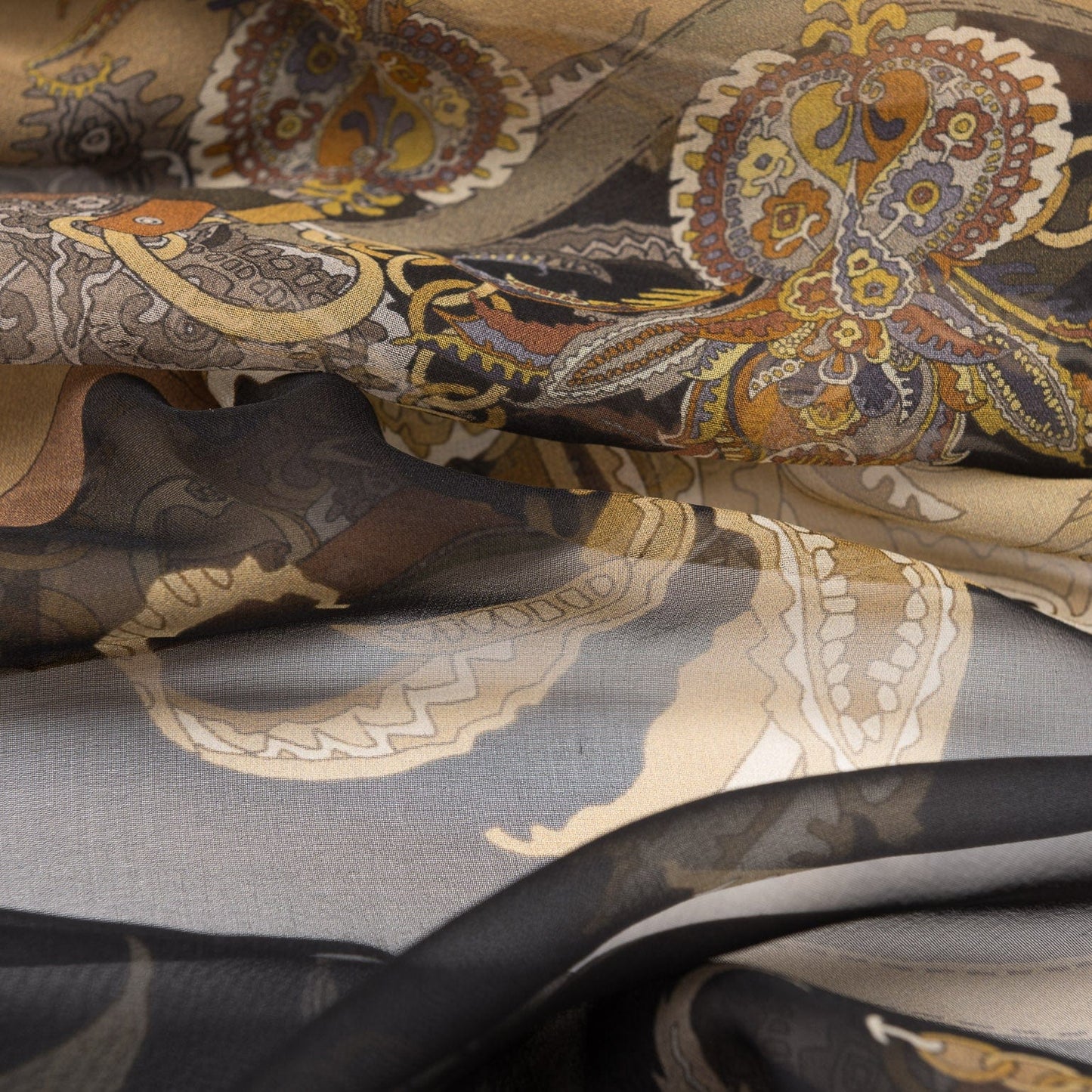 Alessandra - Long Silk Scarf - Black - Solstik