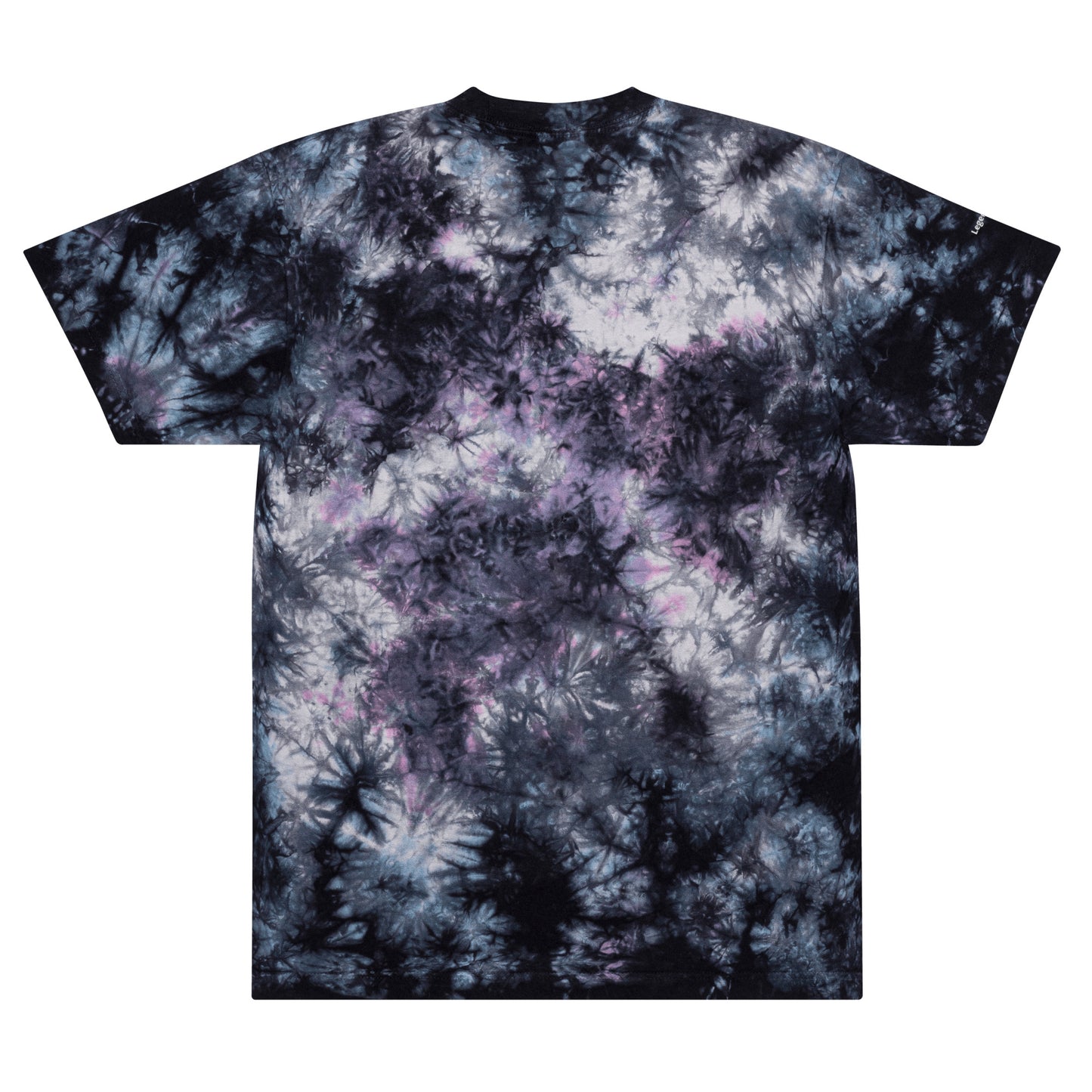 Solstik oversized tie-dye t-shirt back view in black gray and purple with marbleized pattern and relaxed fit