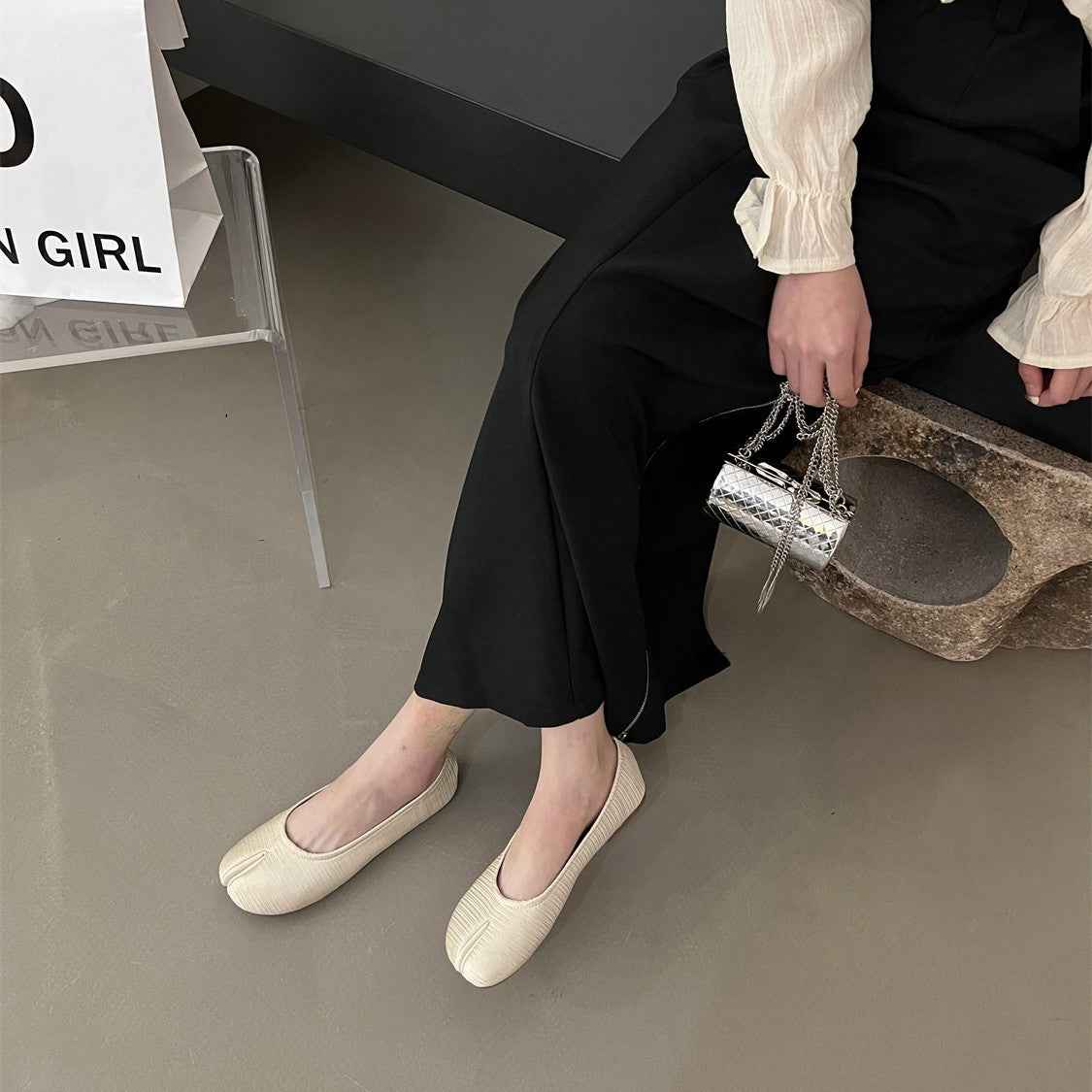 Flat Bottom Silver Single-layer Shoes Women