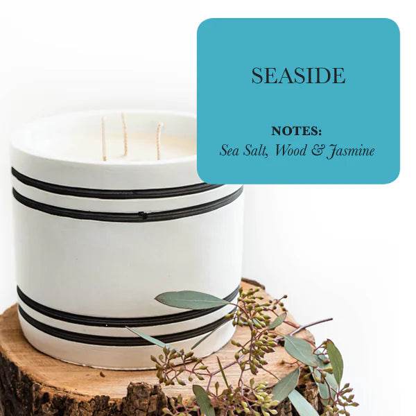 Luxury Large Striped Stone Designer Candle - Solstik