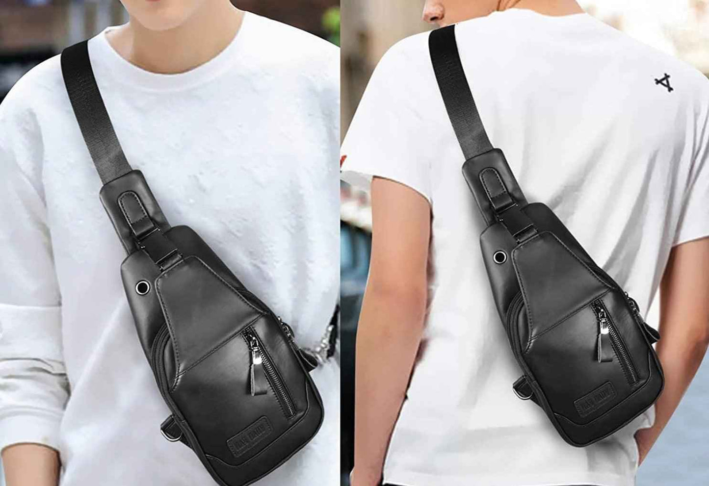 FR Fashion Co. Men's Executive Genuine Leather Sling Bag