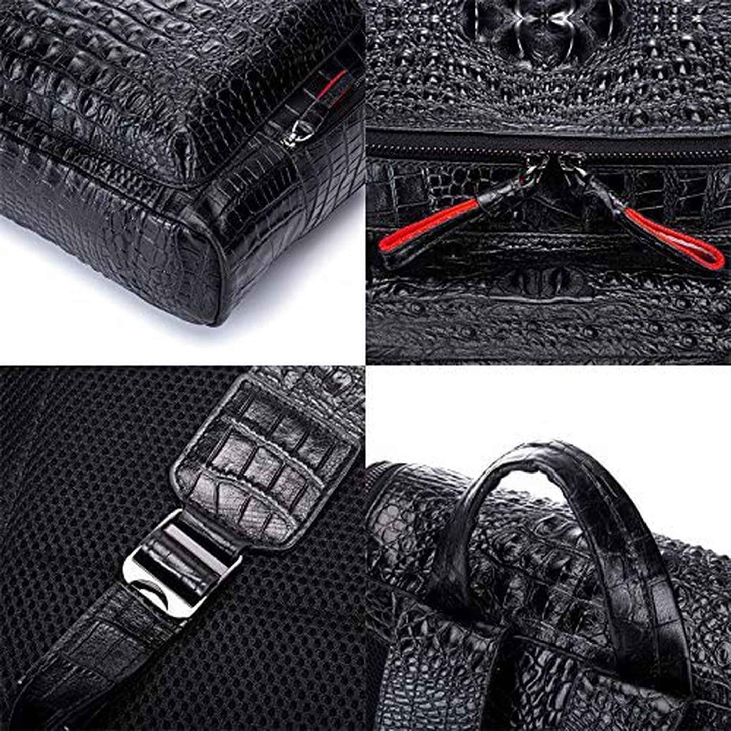 FR Fashion Co. 13" Men's Leather Crocodile Design Backpack