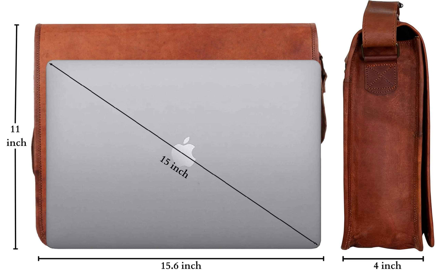 FR Fashion Co. 15" Men's Genuine Leather Crossbody Messenger Bag