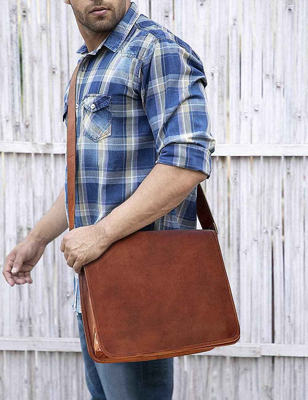FR Fashion Co. 15" Men's Genuine Leather Crossbody Messenger Bag