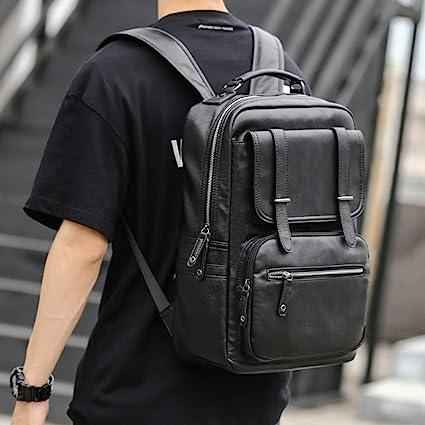 FR Fashion Co. 17" Men's Leather Travel Backpack