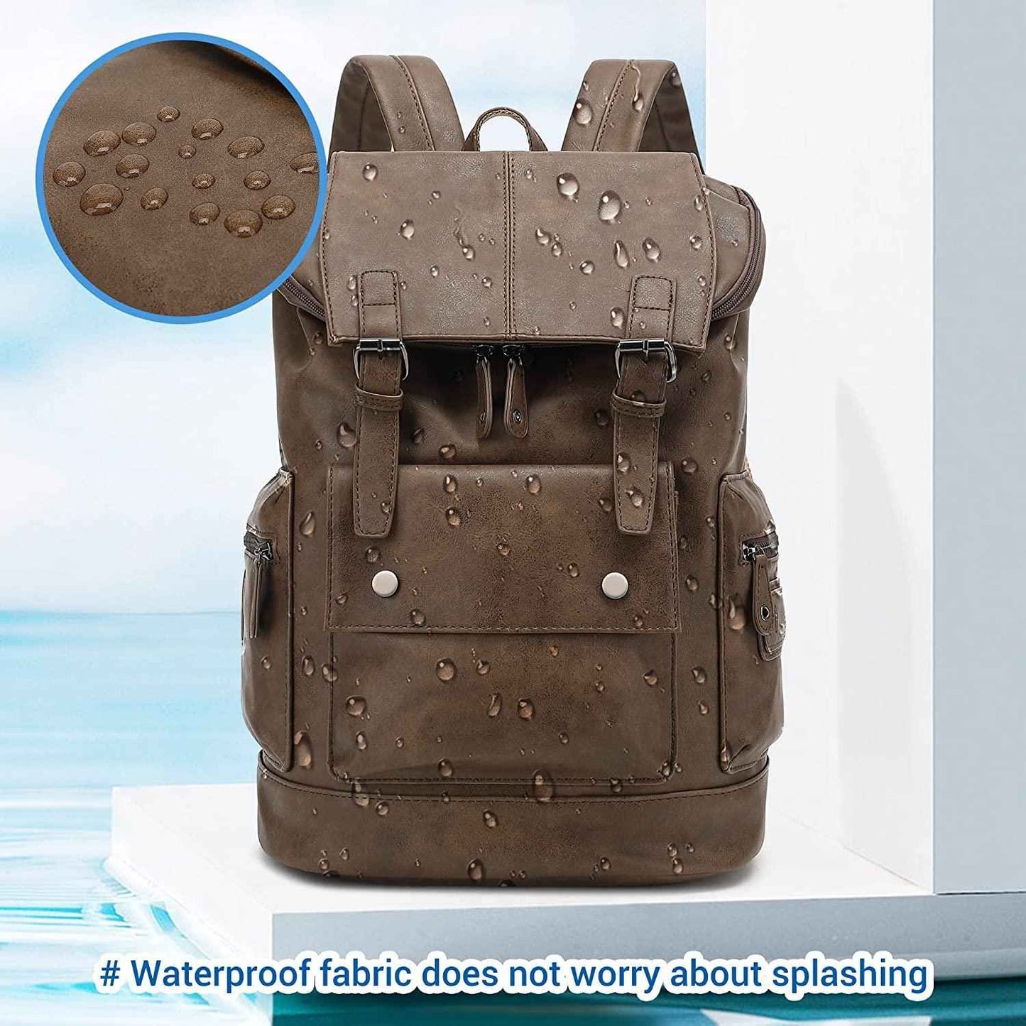 FR Fashion Co. 18" Men's Vintage Leather Backpack