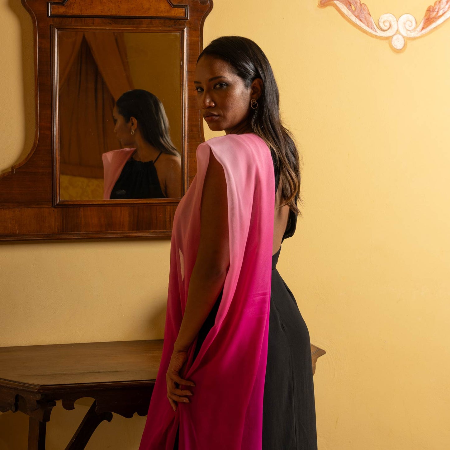 Sophia - Silk Scarf Shawl- Fuchsia - Solstik