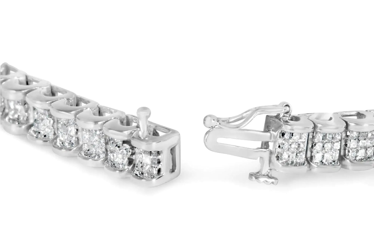 14K White Gold Princess Diamond Bracelet 3ct H-I SI1-SI2 - Solstik