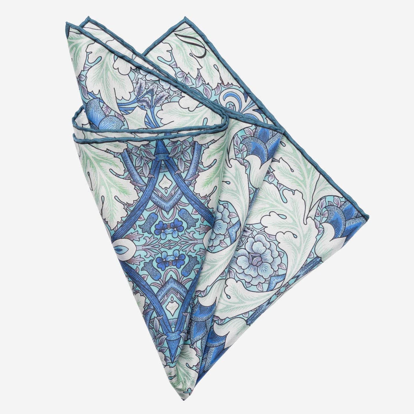 Londra - Silk Pocket Square - Blue and Mint - Solstik
