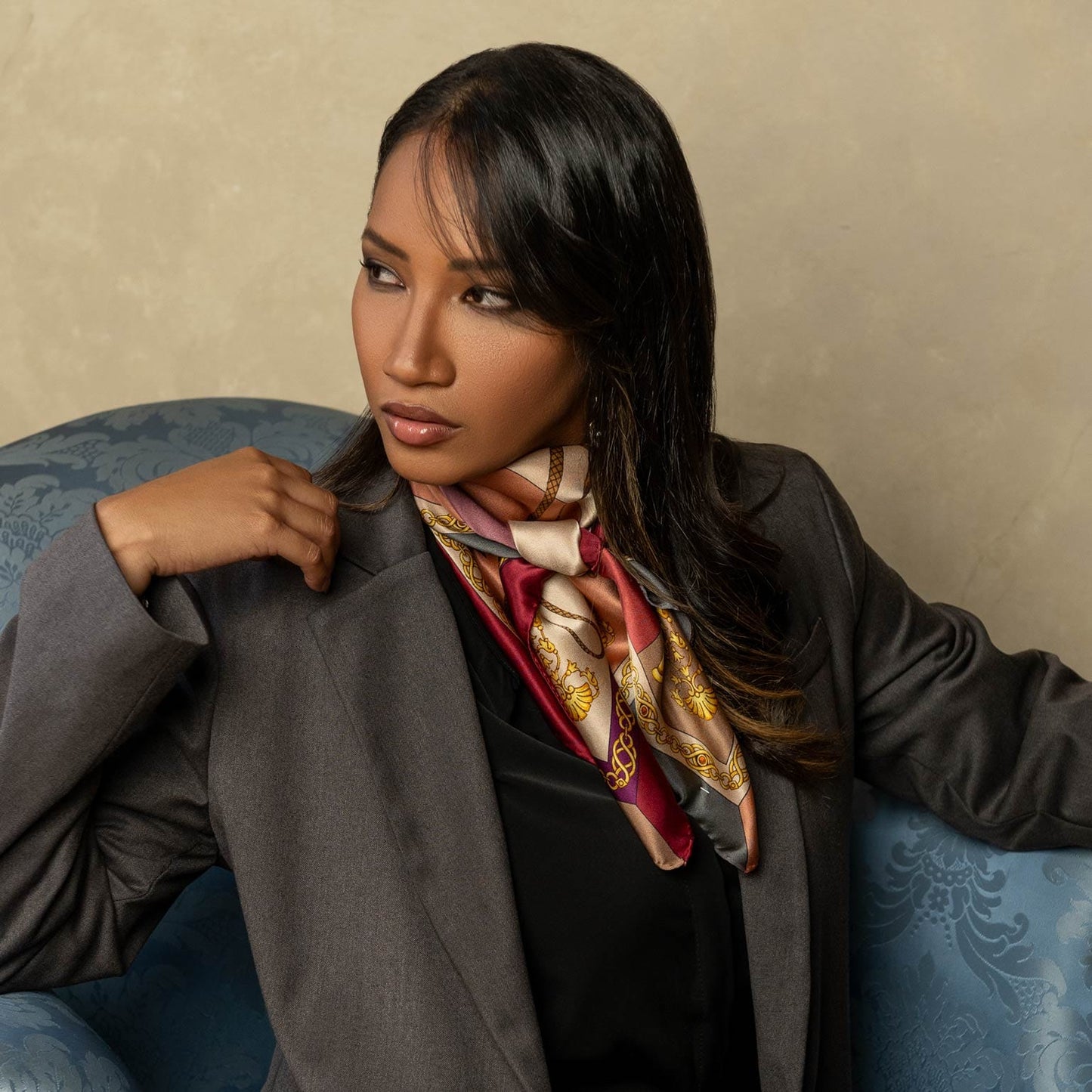 Gabriella - Silk Foulard - Rosewood - Solstik