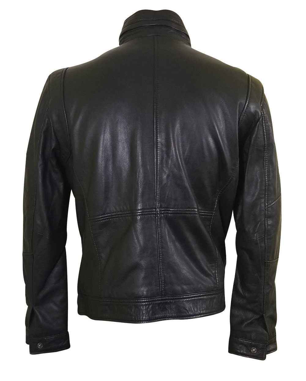 Handmade Benson Zip Up Leather Jacket With Flap Pockets