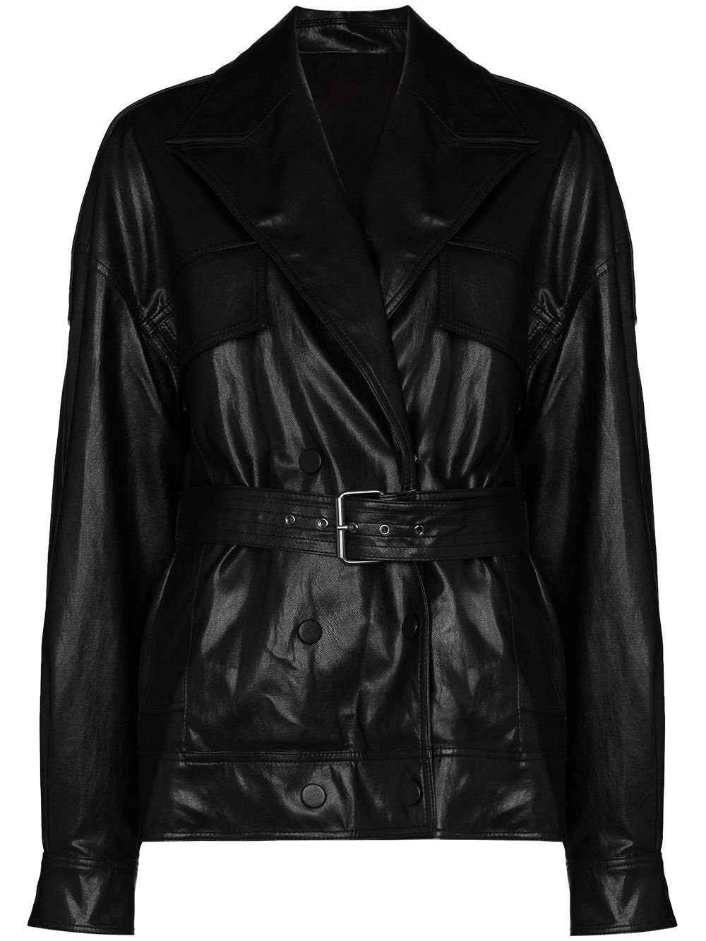 Handmade Belted Faux-Leather Jacket