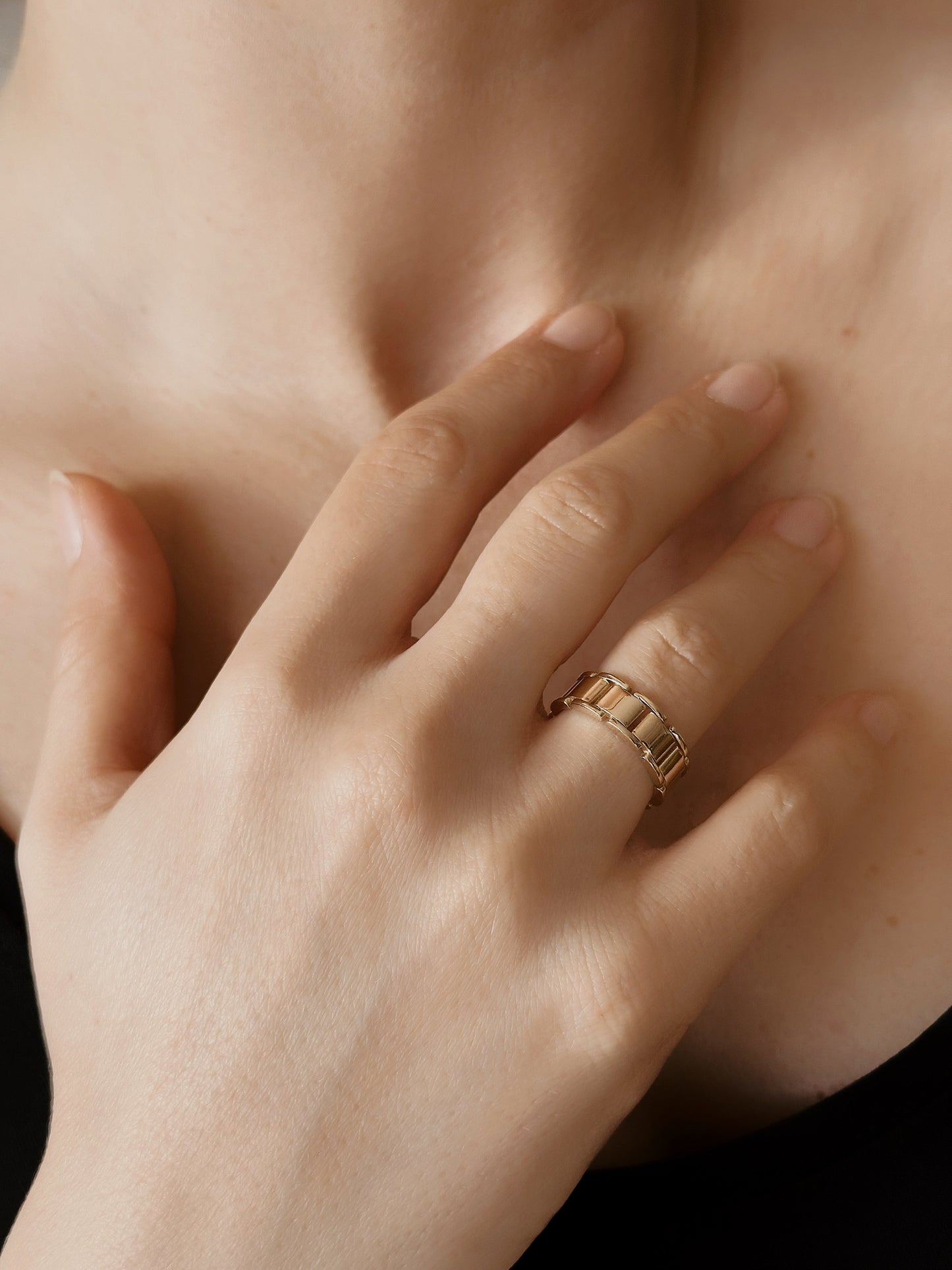 14K Gold Watch Band Chain Ring - Solstik