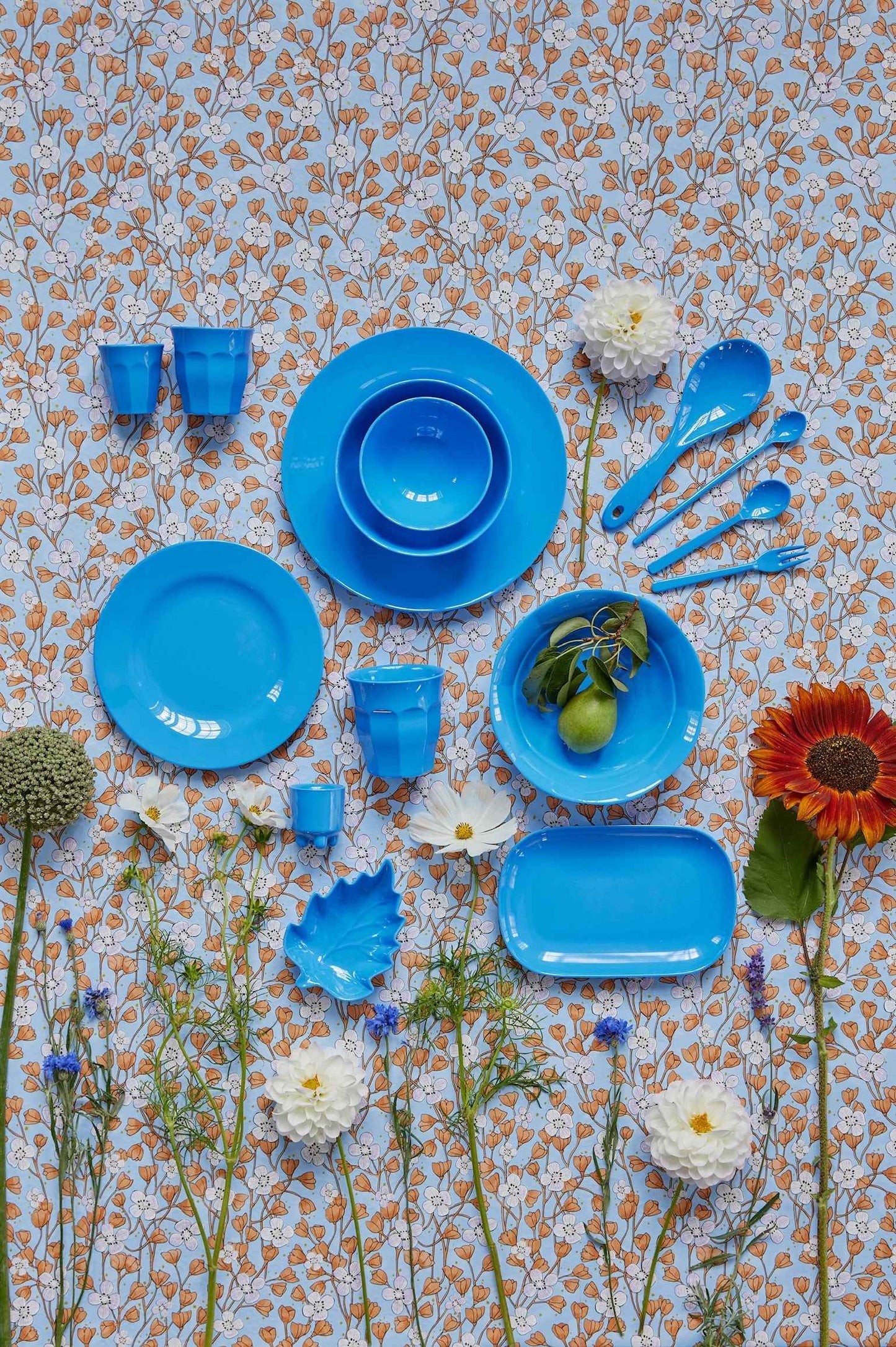 Small Melamine Rectangular Plate - Sky Blue