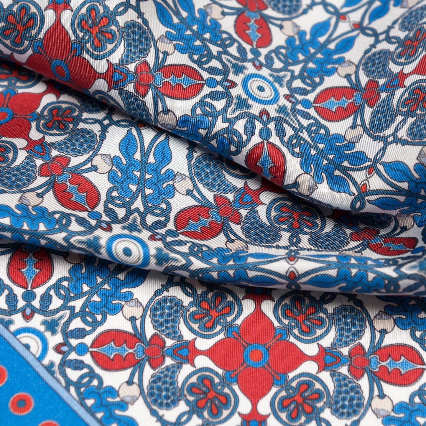 Nebbiolo - Silk Pocket Square - Blue and Red - Solstik
