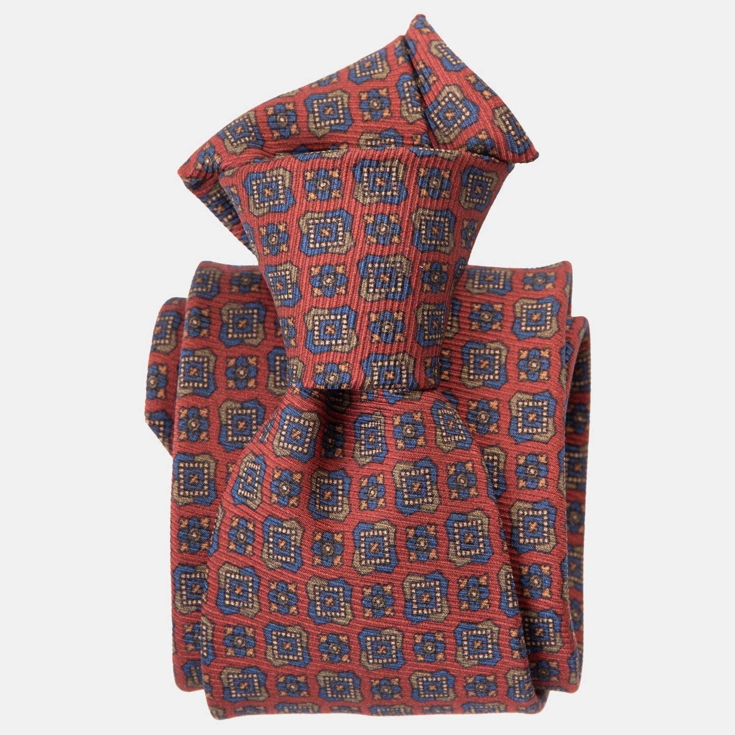 Parma - Printed Madder Silk Tie - Barn Red - Solstik