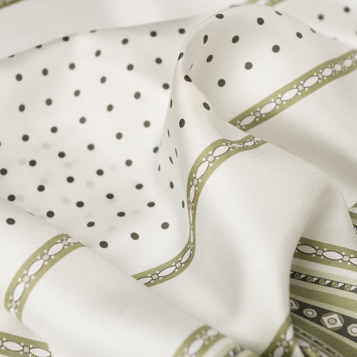 Verona - Silk Neckerchief - White & Sage - Solstik