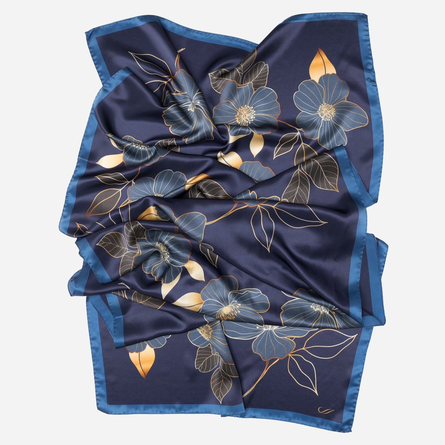 Laura - Silk Scarf Shawl - Navy - Solstik