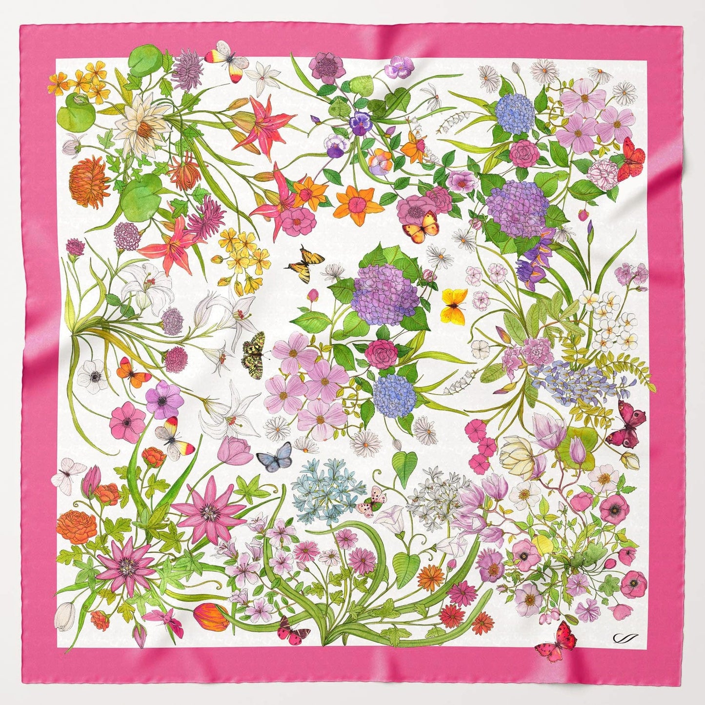 Flora - Silk Foulard - Pink - Solstik