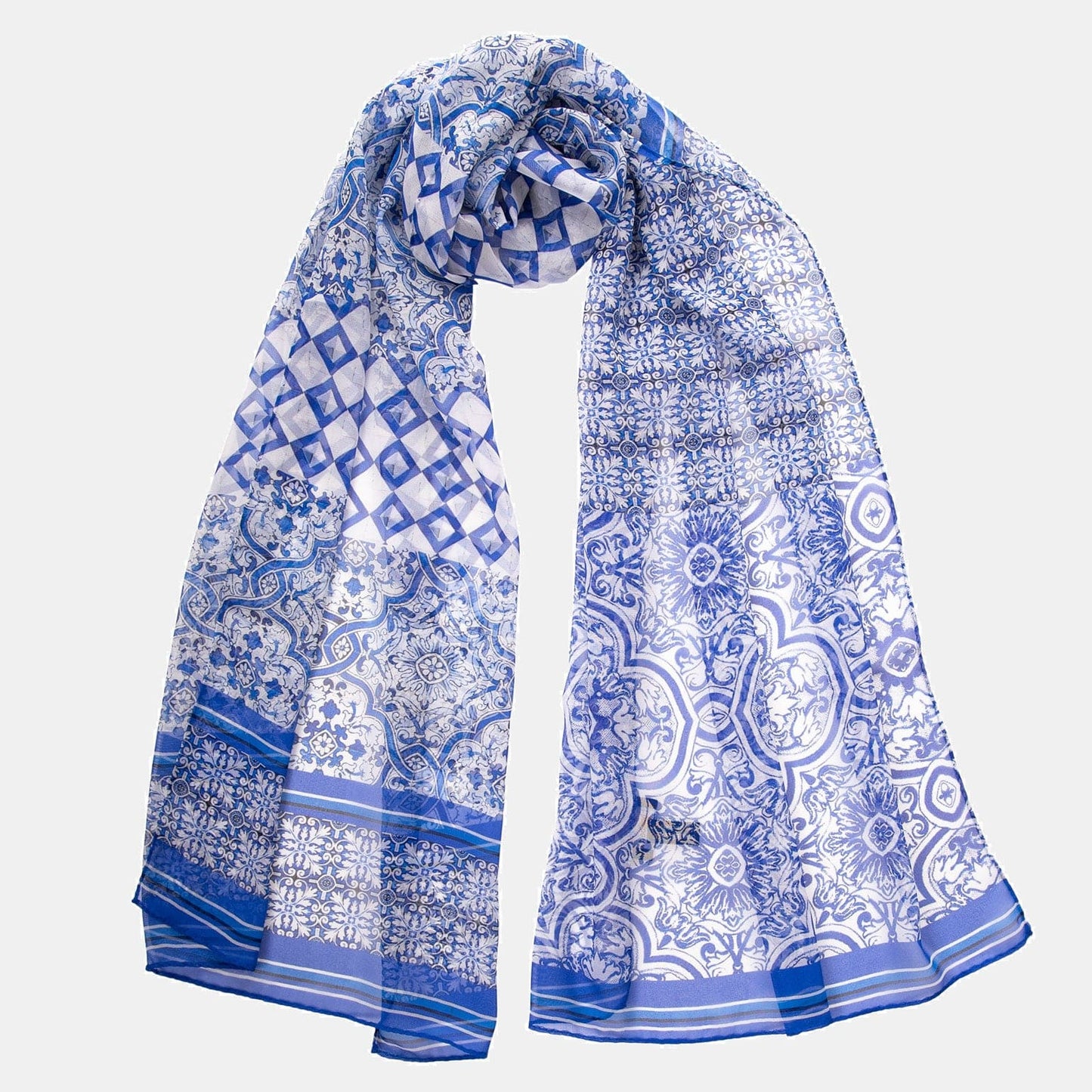 Miramar - Long Silk Scarf - Blue - Solstik
