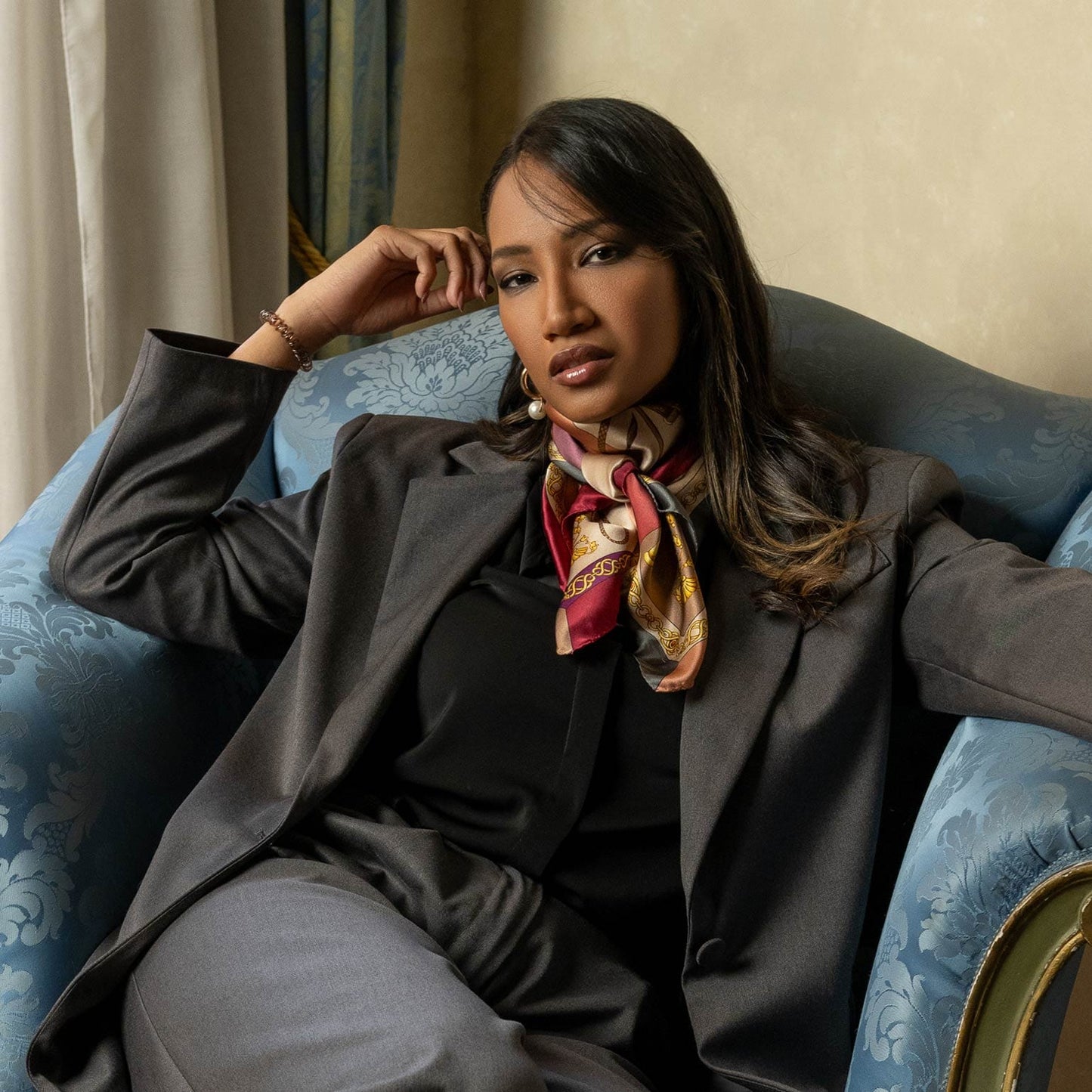 Gabriella - Silk Foulard - Rosewood - Solstik