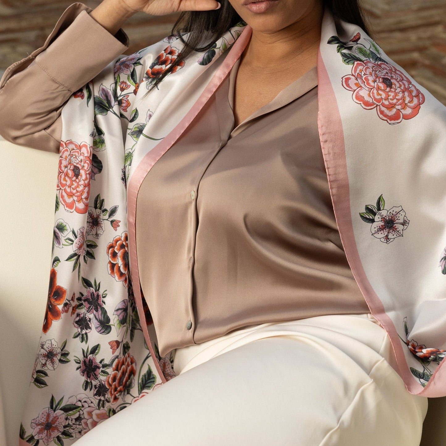 Bella - Silk Scarf Shawl - Rose - Solstik