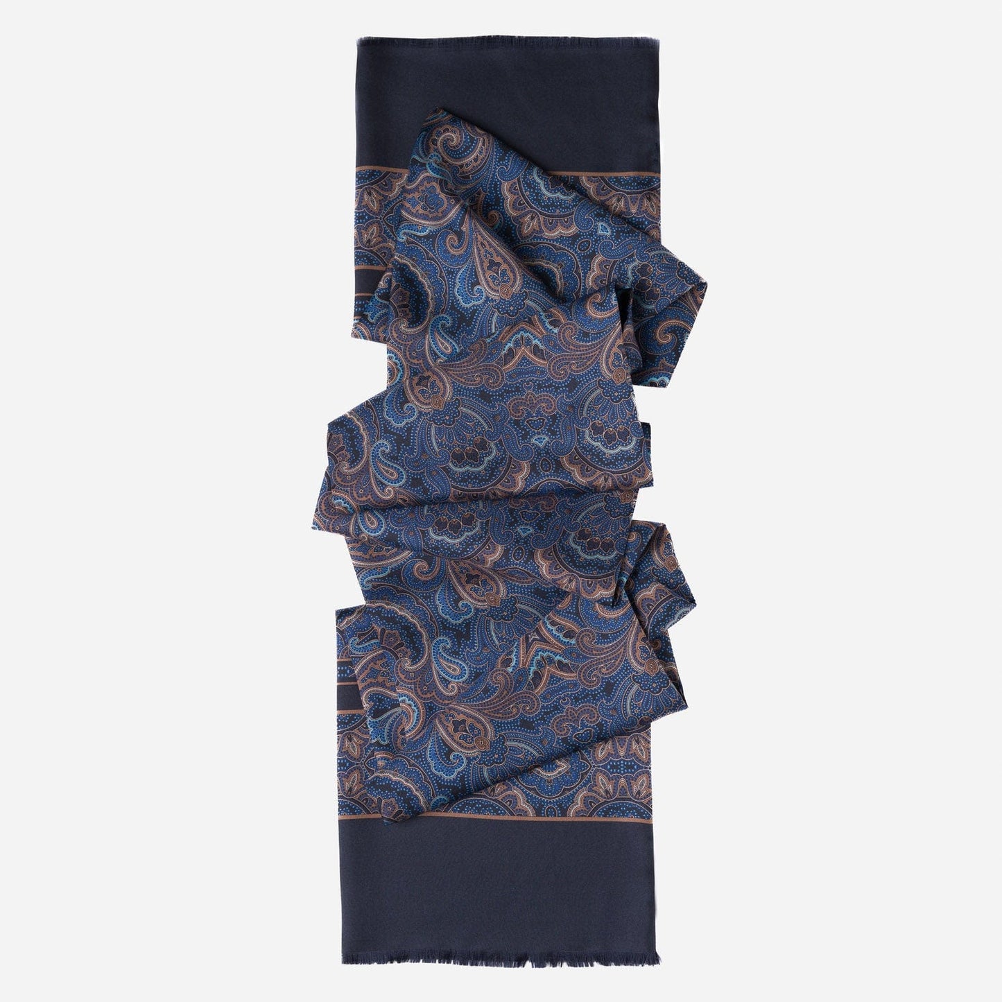 Ferrara - Silk Scarf - Blue & Brown - Solstik