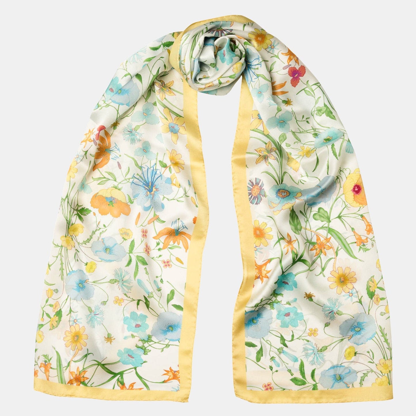 Primavera - Long Silk Scarf - Yellow - Solstik