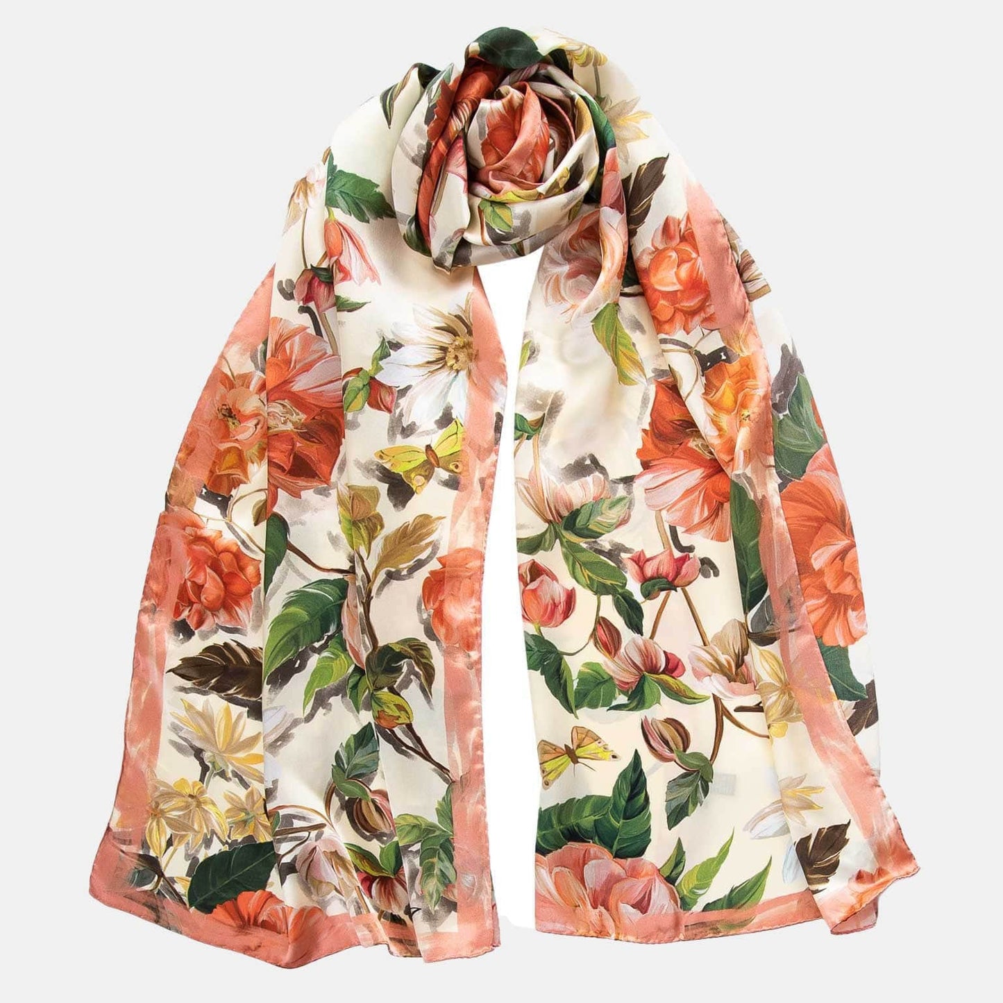 Rosa - Long Silk Scarf - Peach - Solstik