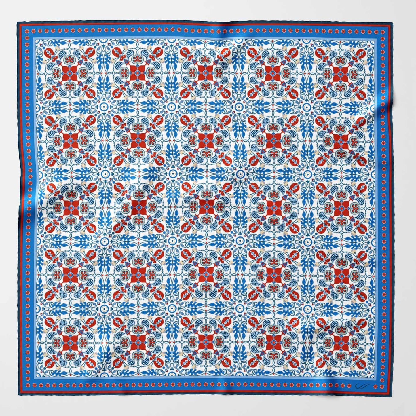 Nebbiolo - Silk Pocket Square - Blue and Red - Solstik