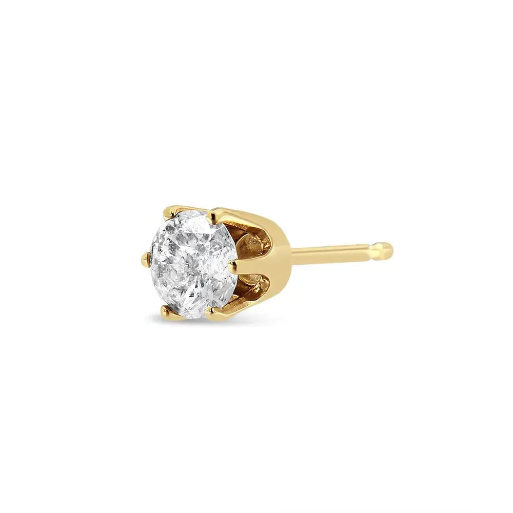 14K Gold Diamond Solitaire Stud Earring (3/8 cttw, I-J, I2-I3) - Solstik