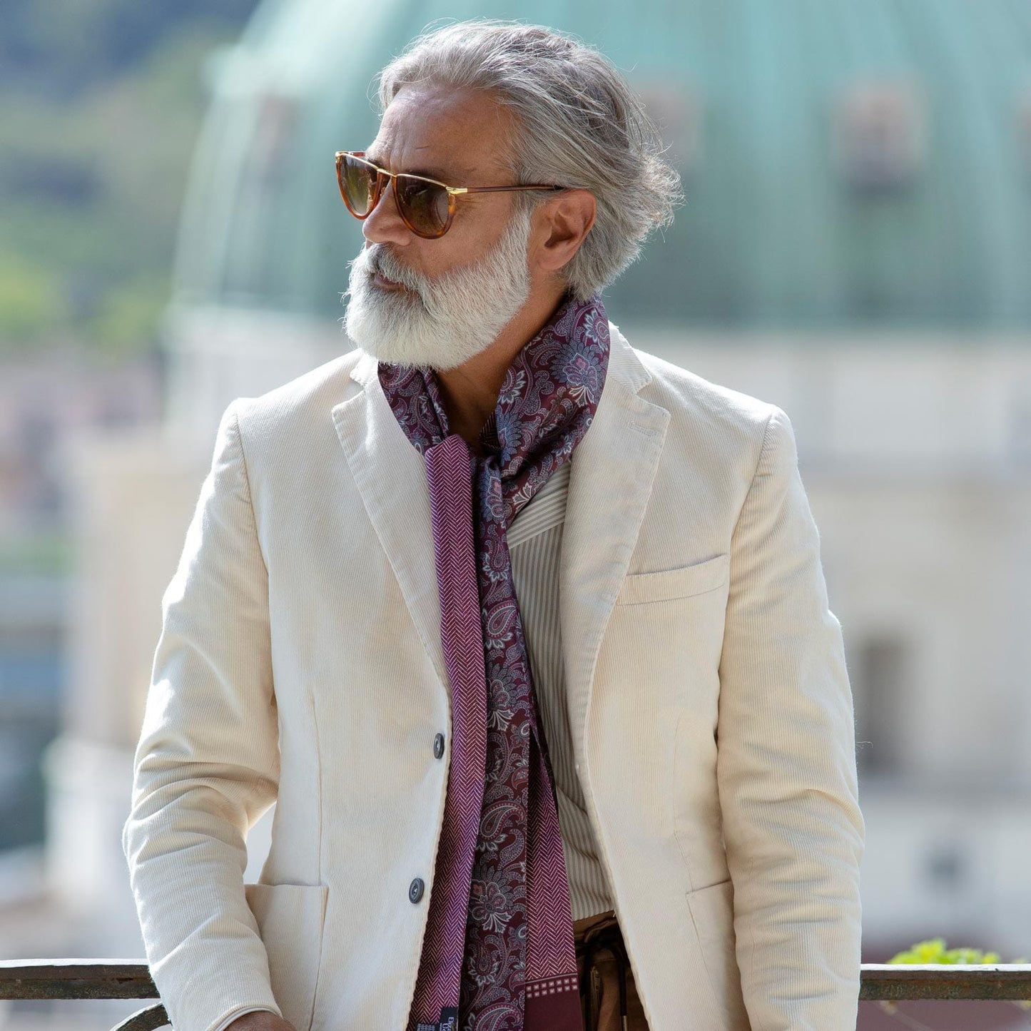 Pasquino - Reversible Silk Scarf - Wine - Solstik