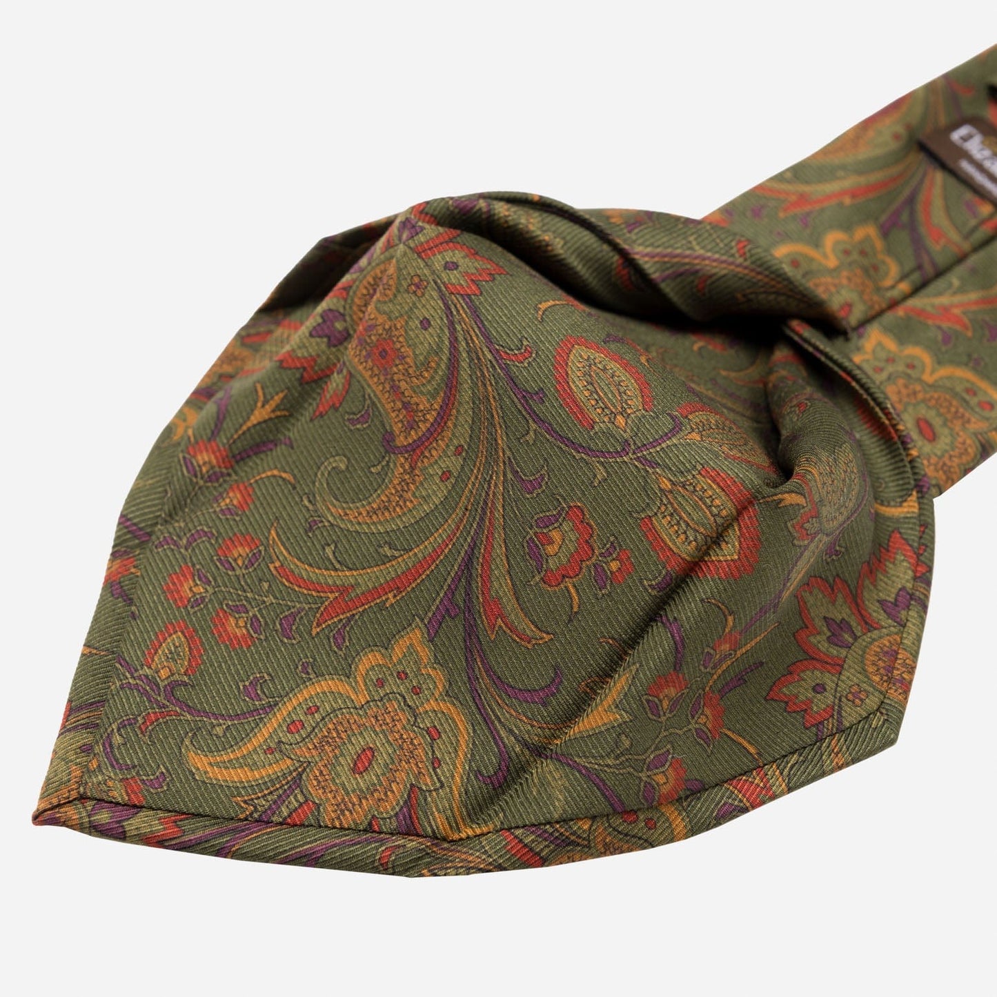 Borromeo - Printed Madder Silk Tie - Olive - Solstik