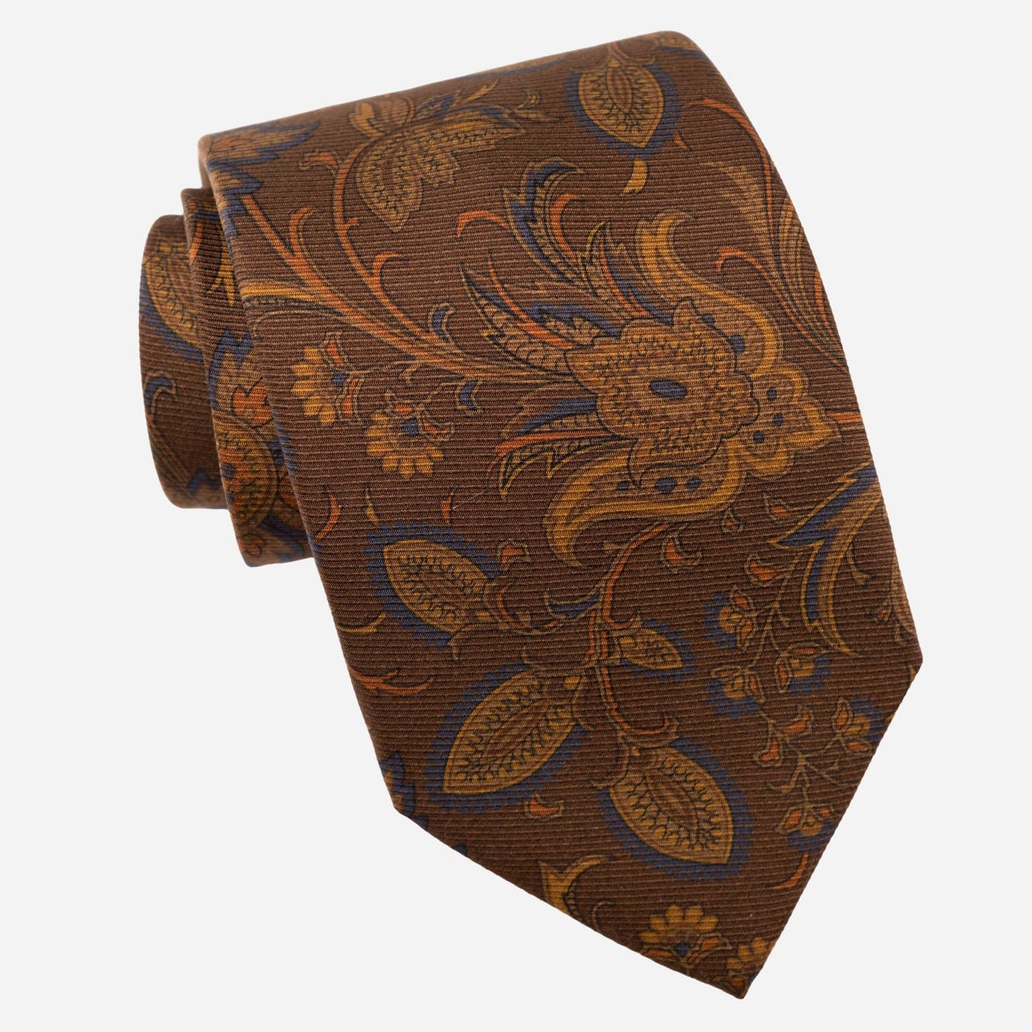 Borromeo - Printed Madder Silk Tie - Pecan Brown - Solstik