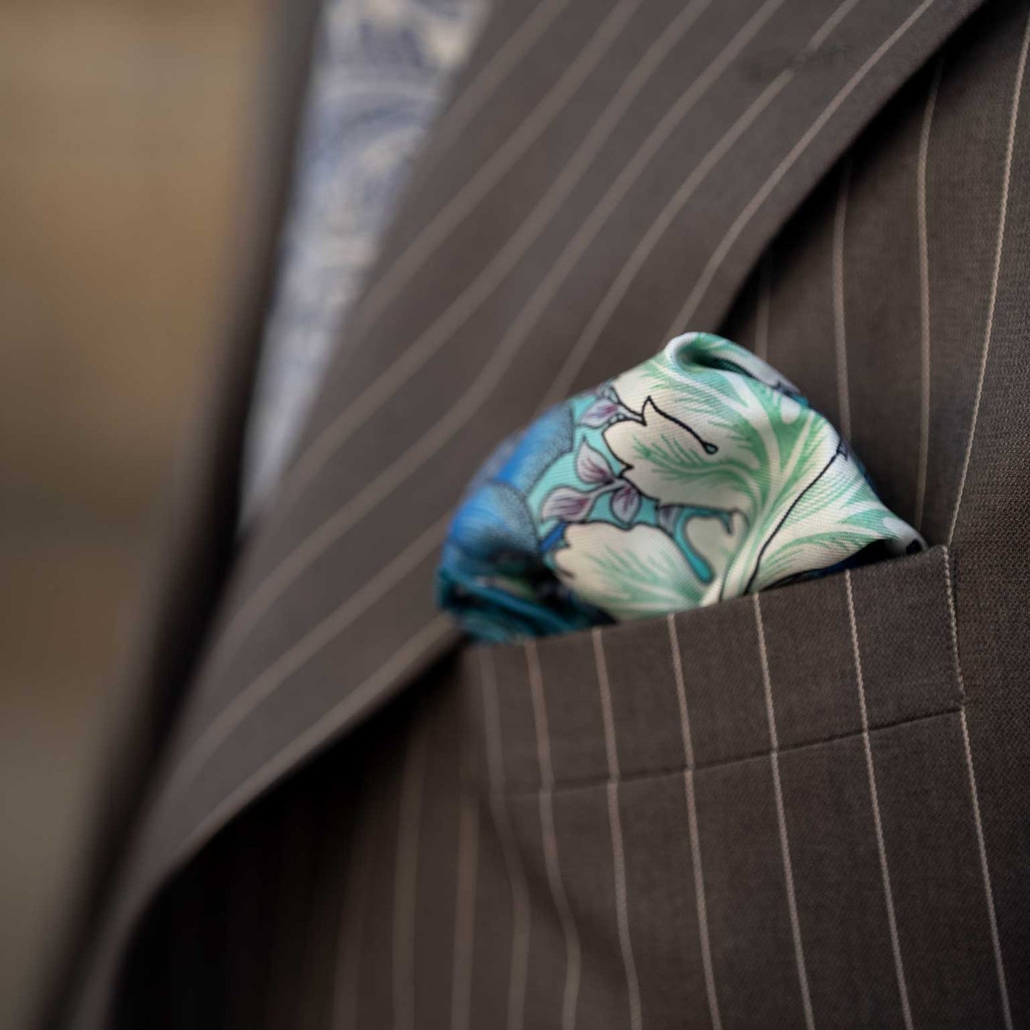 Londra - Silk Pocket Square - Blue and Mint - Solstik