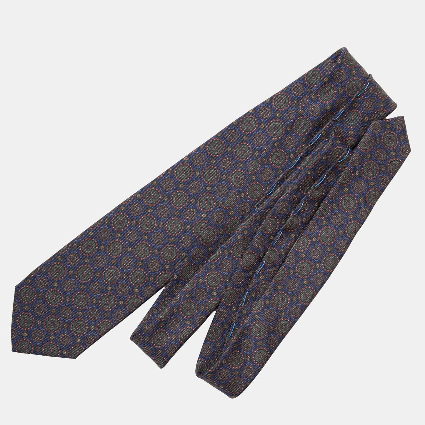 Moretti - Printed Silk Tie - Navy & Green - Solstik