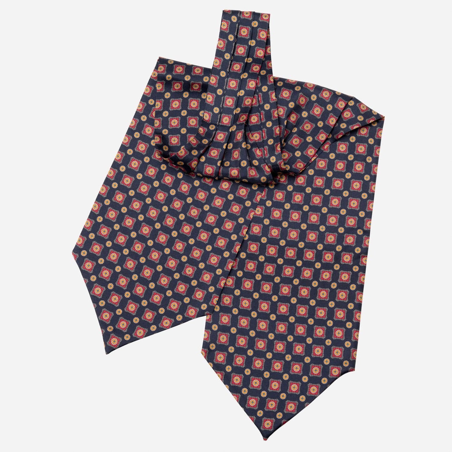 Barberini - Silk Ascot Cravat Tie - Navy and Red - Solstik