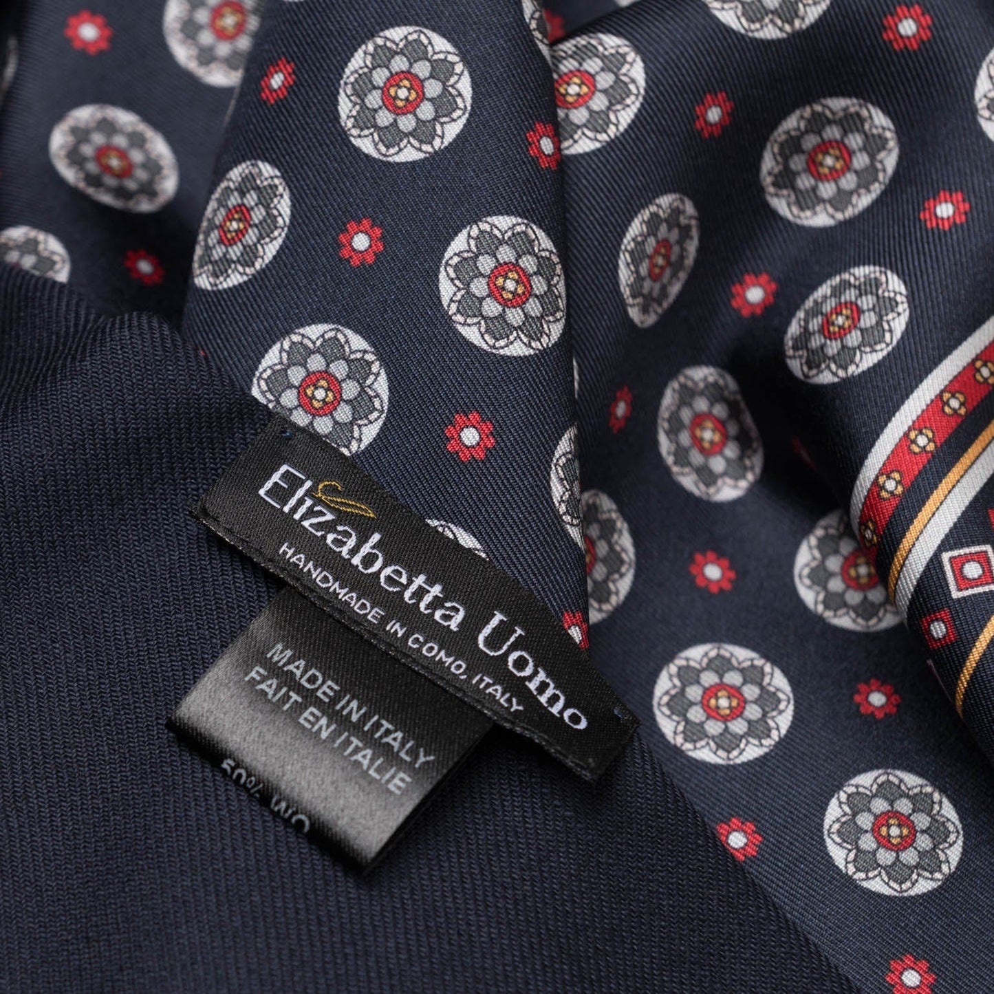 Palatino - Wool Backed Silk Scarf - Navy, Grey & Burgundy - Solstik